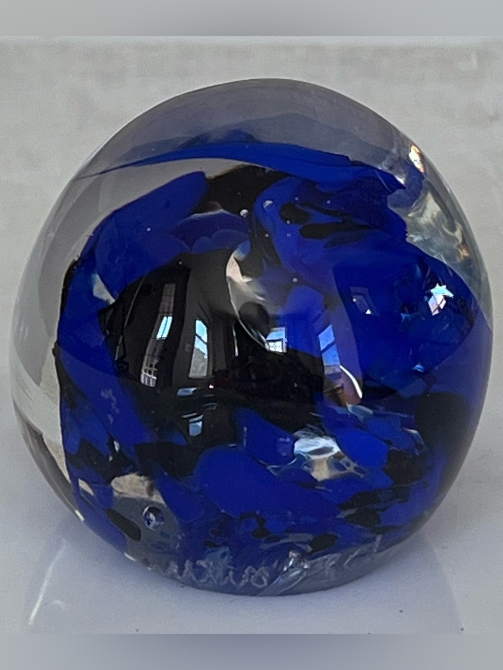 Handblown Blue Art Glass Sphere by